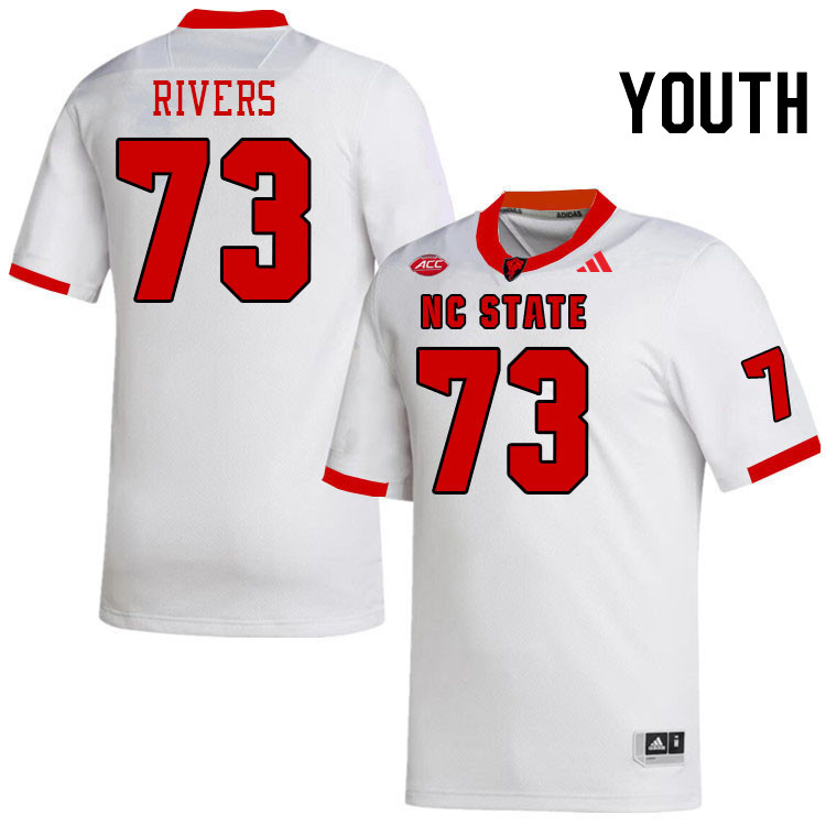 Youth #73 Darion Rivers NC State Wolfpack College Football Jerseys Stitched-White